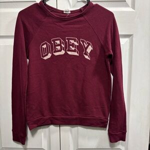 Obey Women's XS Burgundy SwoopNeck Sweatshirt